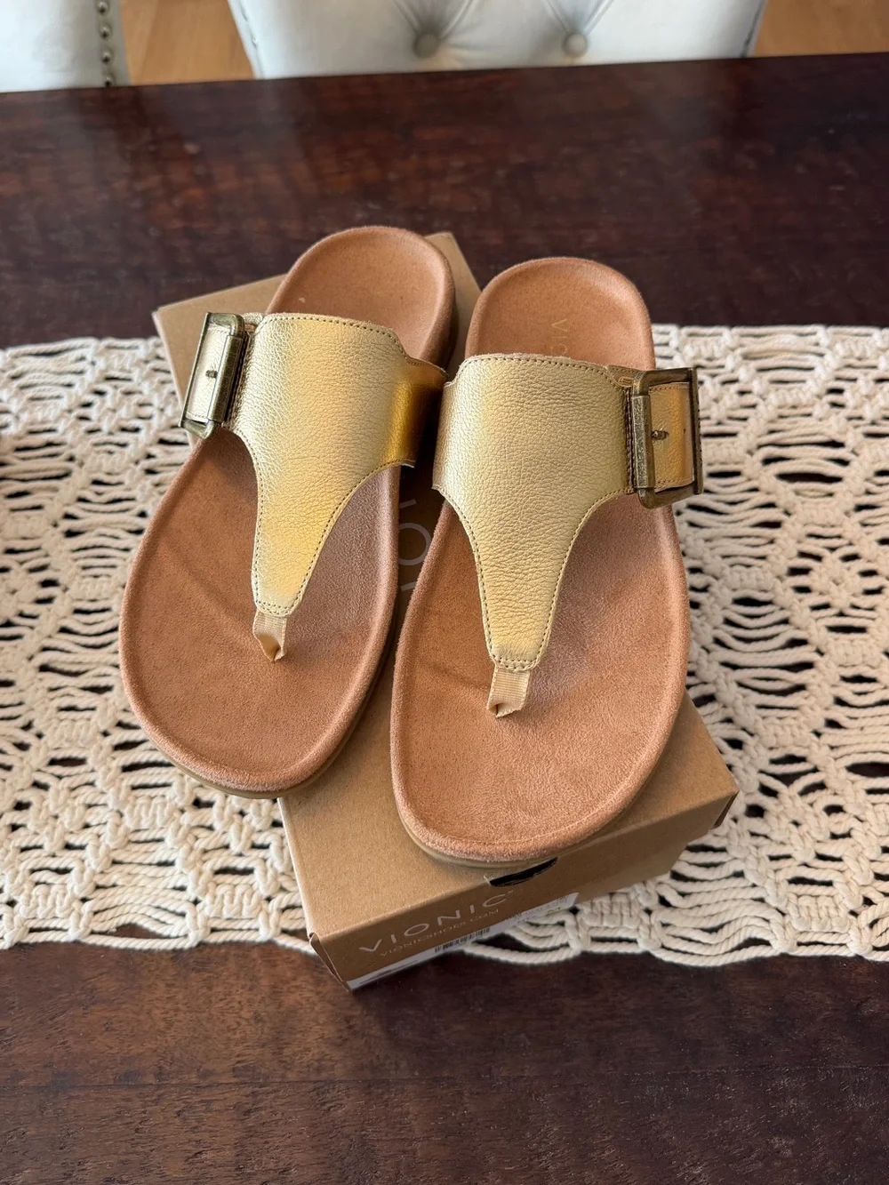Vionic Emma Sandals - Gold Leather - 8 1/2